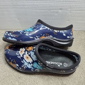 Sloggers Women's Navy Floral Clogs Size 9